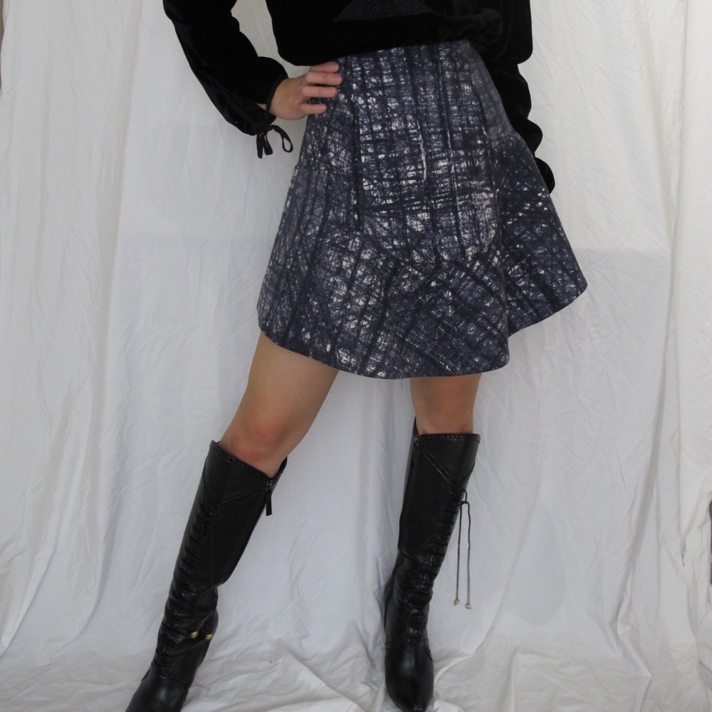Carven black patter wool mini skirt